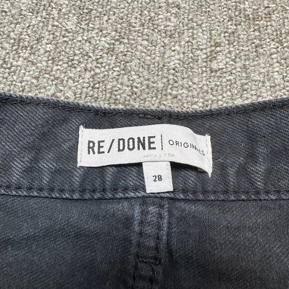 Re/Done Black / Grey Cuffed Straight Leg High Waisted Jeans in Women's Size 28 - Picture 2 of 6